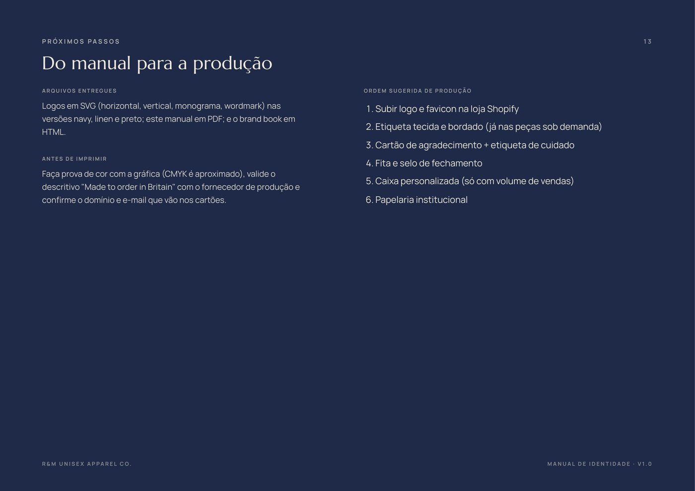 Do manual para a produção